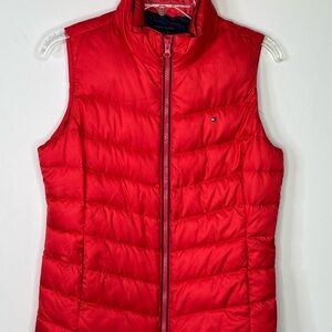 Tommy Hilfiger Red‎ Orange Quilted Puffer Vest Women Small BNC3